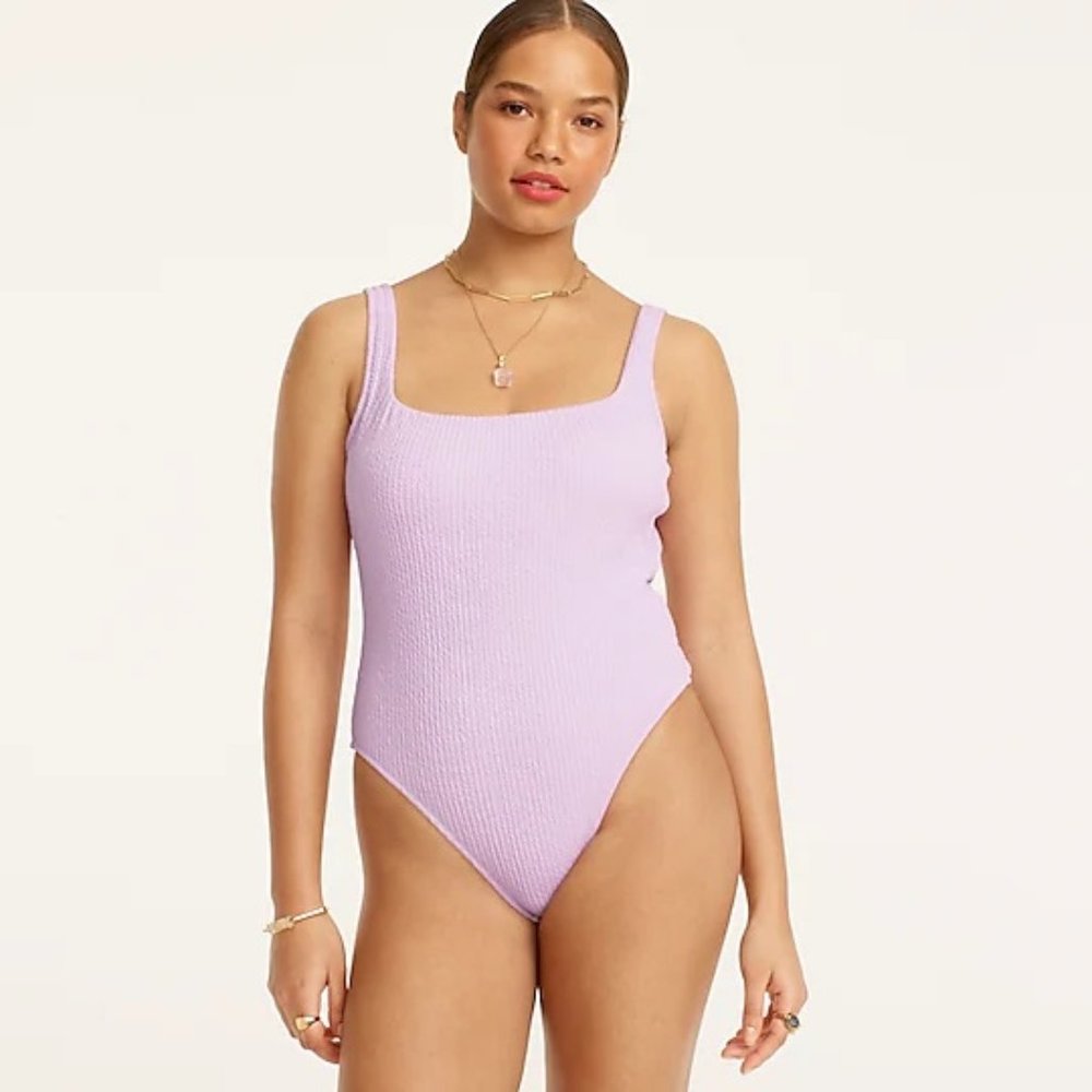 J Crew Textured squareneck swimsuit